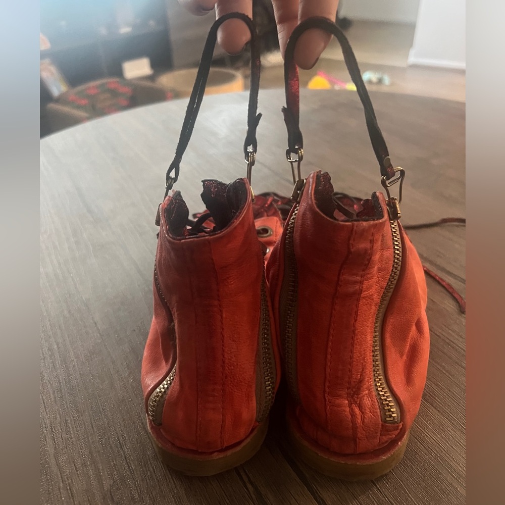 A.S.98 Red Leather Sandals Rhett Lace Up - Picture 4 of 5